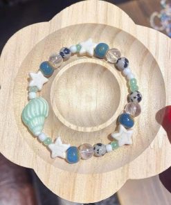 Vòng Tay Handmade Vỏ Sò Xanh Biển Mix Đá